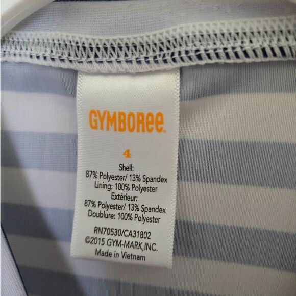2/$15 Gymboree Navy and White Striped Rashguard with Pink Heart Size 4 - Picture 2 of 4